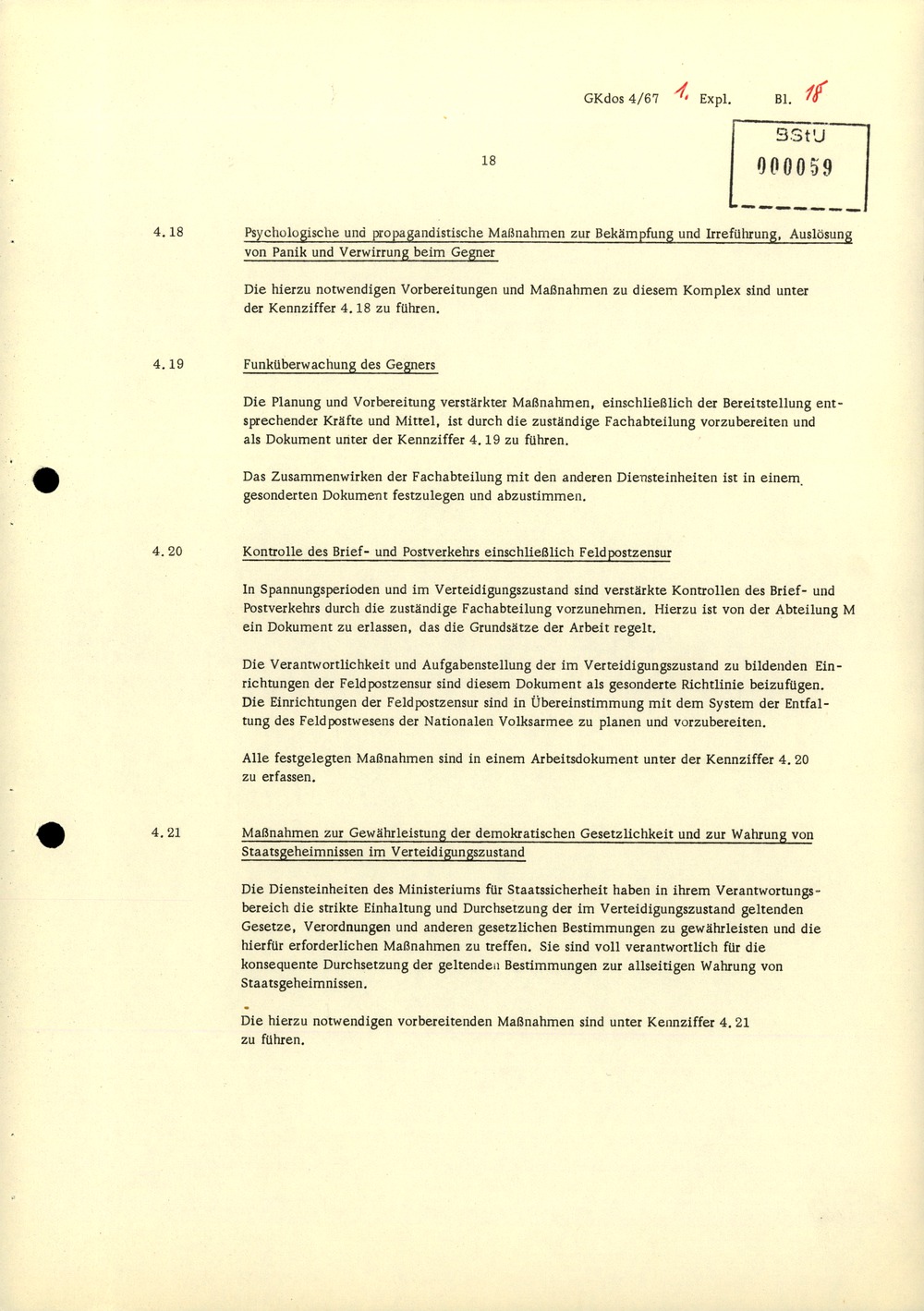 Durchführungsbestimmung Nr. 1 zur Direktive 1/67 über die spezifisch-operative Mobilmachungsarbeit im MfS