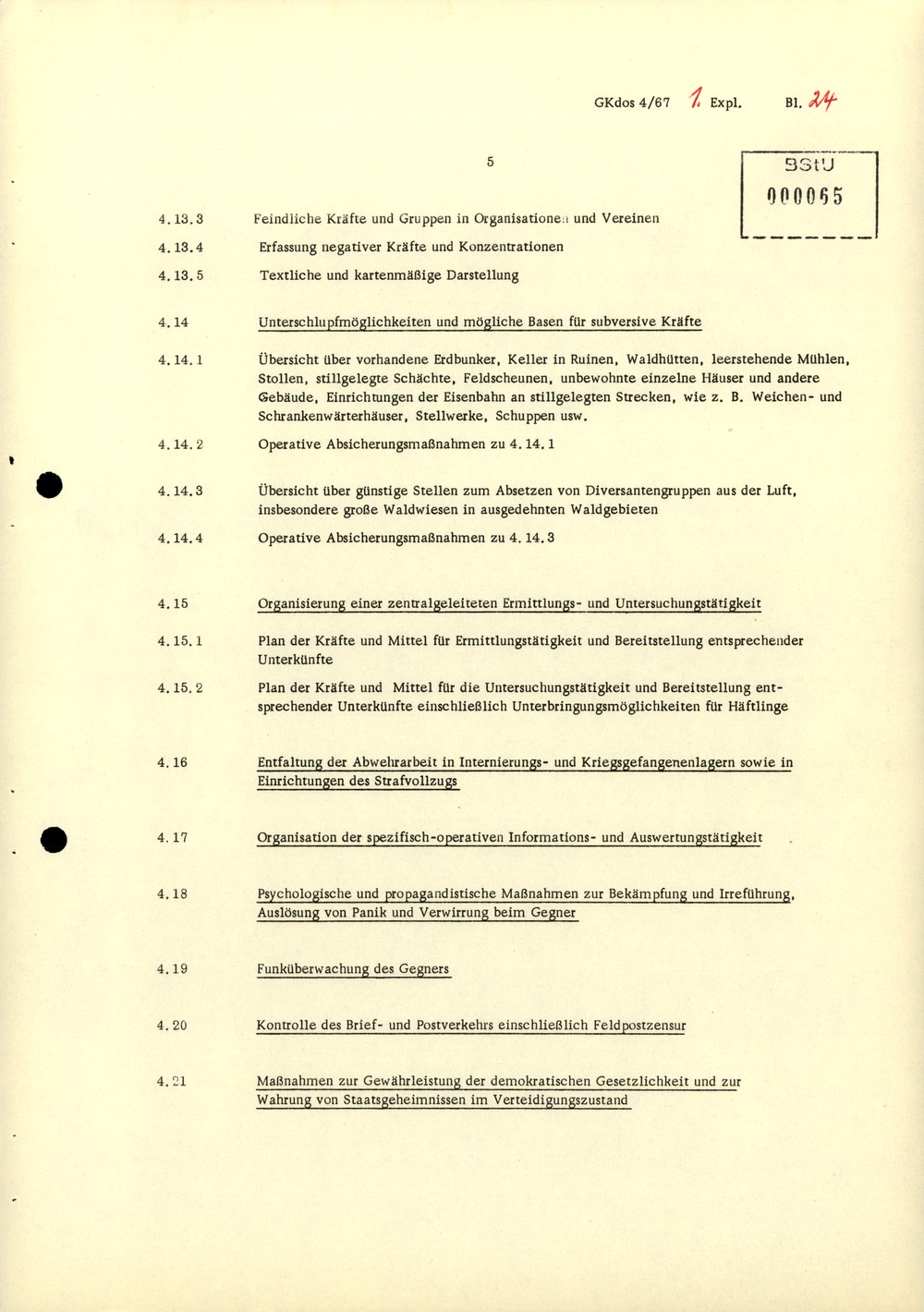 Durchführungsbestimmung Nr. 1 zur Direktive 1/67 über die spezifisch-operative Mobilmachungsarbeit im MfS