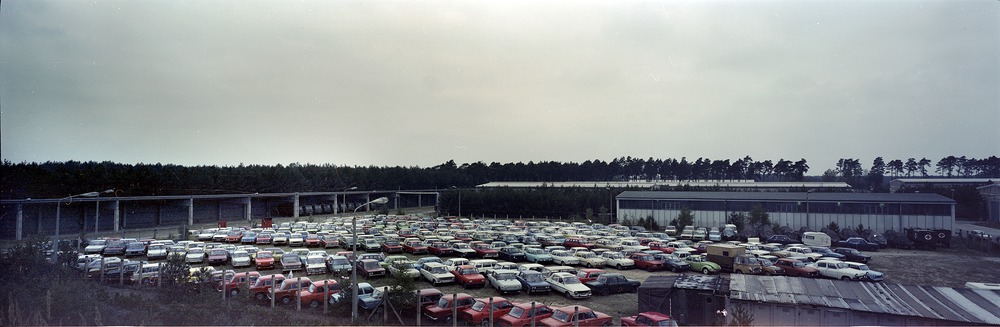 Sichergestellte Fahrzeuge von über Ungarn und die CSSR geflüchteten DDR-Bürgern