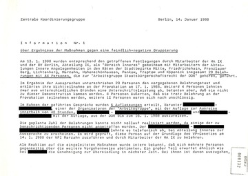 Maßnahmen der Stasi im Vorfeld der Rosa-Luxemburg-Demonstration gegen die "Arbeitsgruppe Staatsbürgerschaftsrecht"
