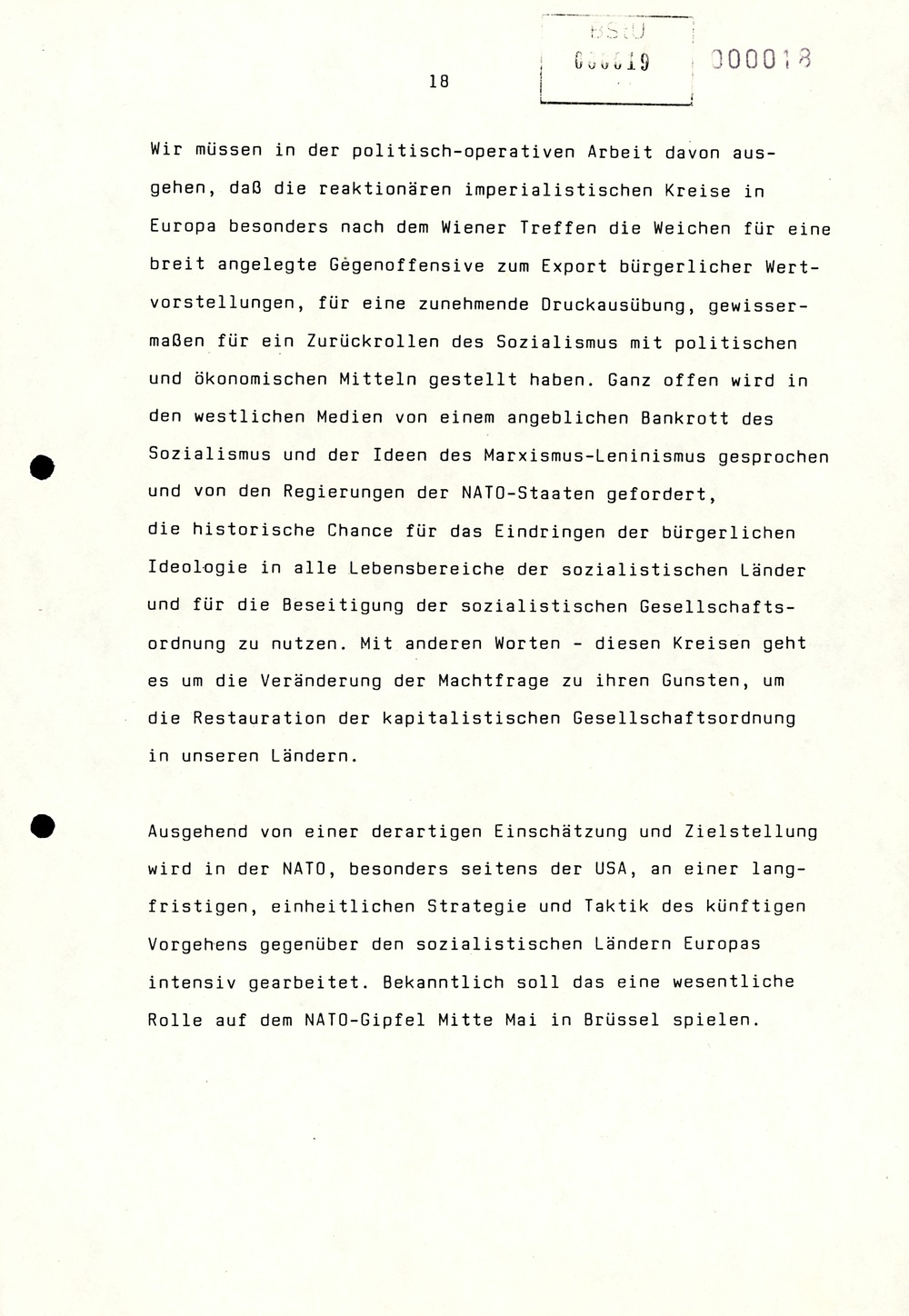 Referat Erich Mielkes auf einer Dienstbesprechung kurz vor den Kommunalwahlen 1989