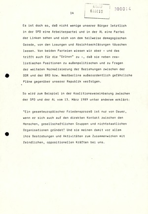 Referat Erich Mielkes auf einer Dienstbesprechung kurz vor den Kommunalwahlen 1989