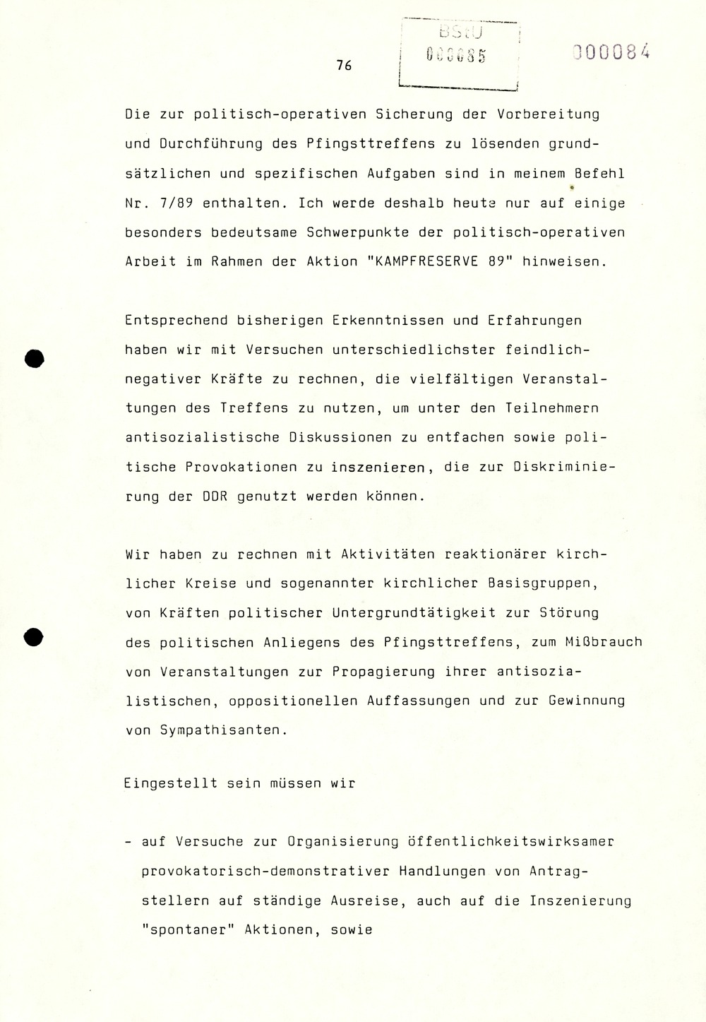 Referat Erich Mielkes auf einer Dienstbesprechung kurz vor den Kommunalwahlen 1989