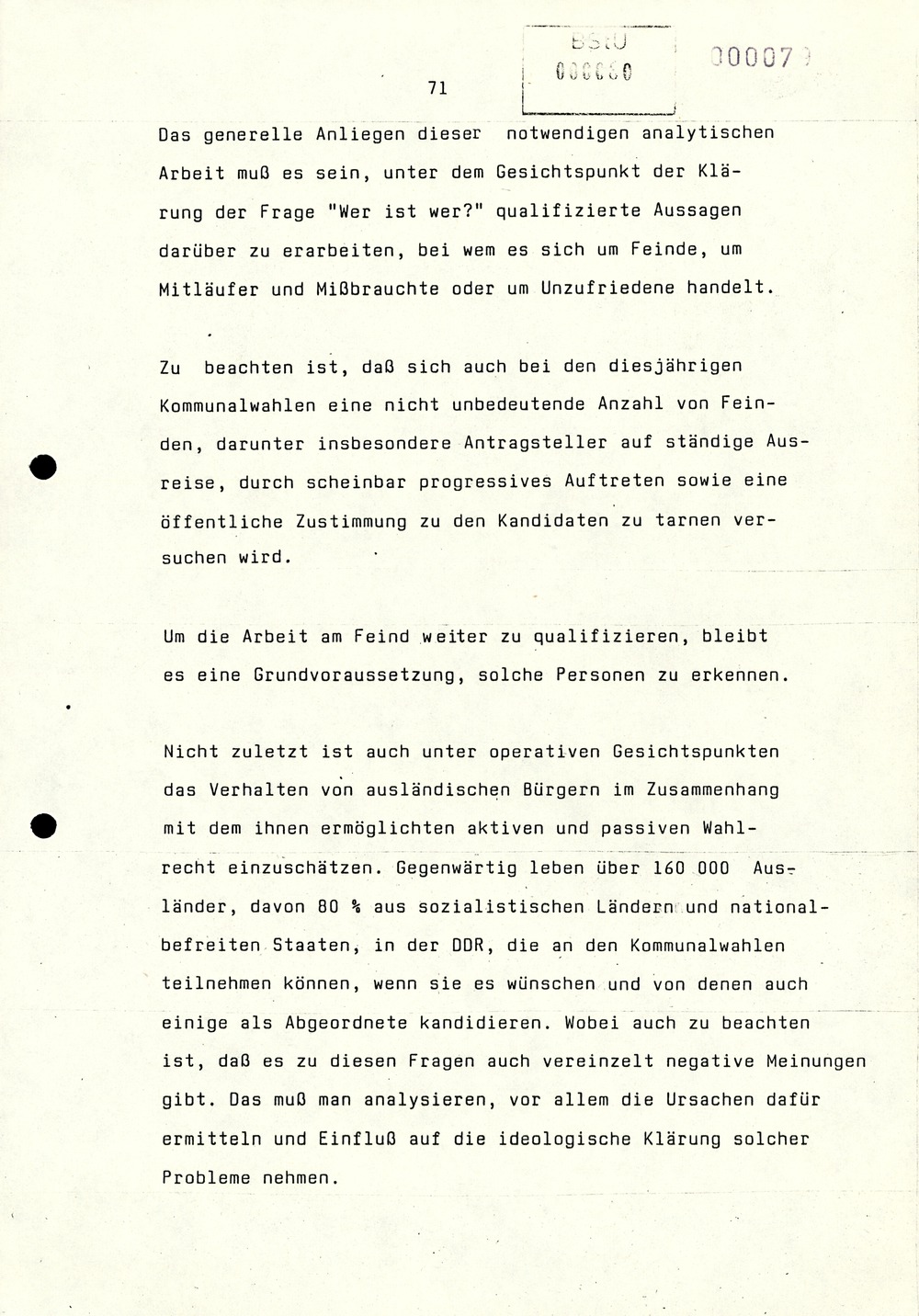 Referat Erich Mielkes auf einer Dienstbesprechung kurz vor den Kommunalwahlen 1989