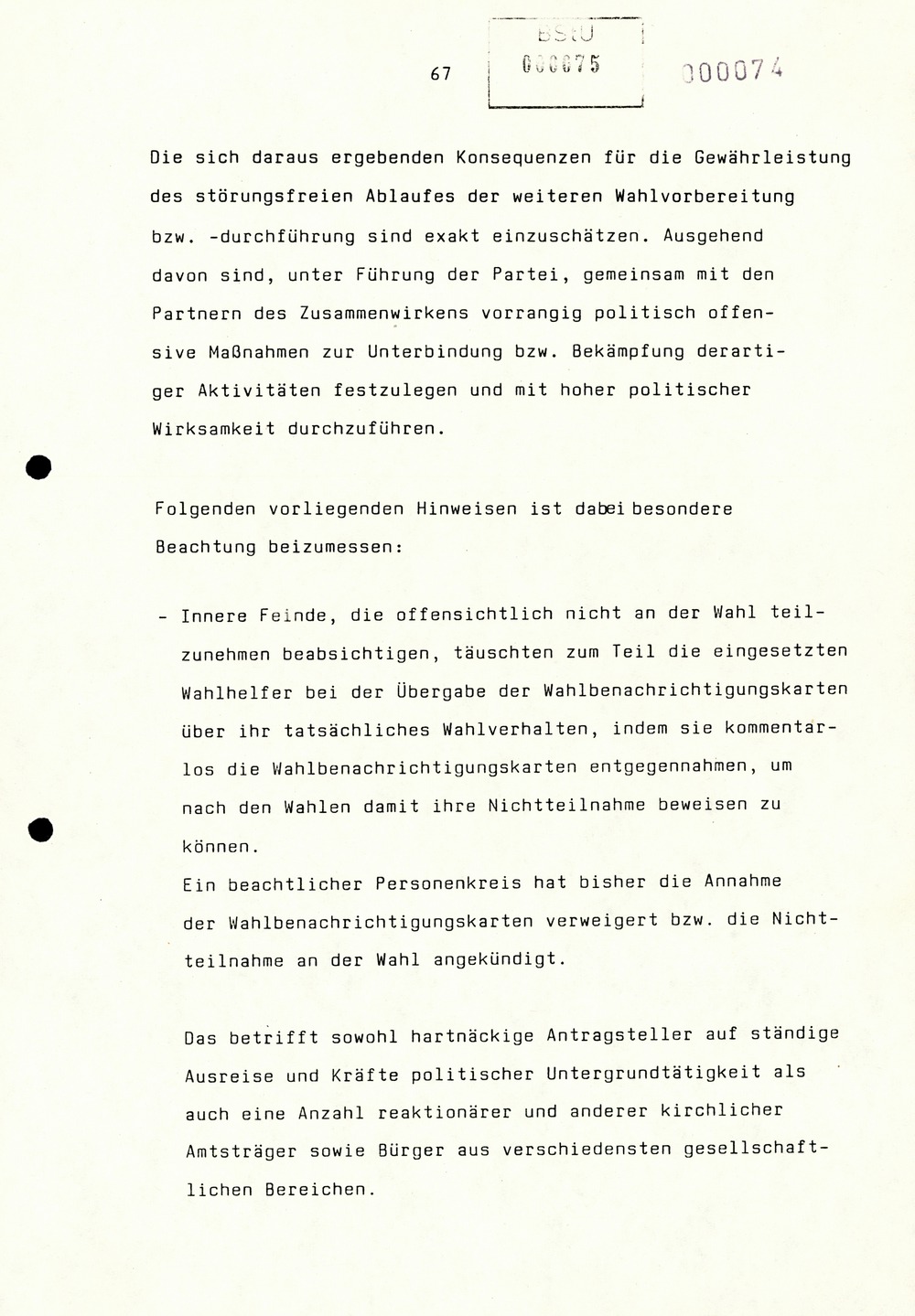 Referat Erich Mielkes auf einer Dienstbesprechung kurz vor den Kommunalwahlen 1989