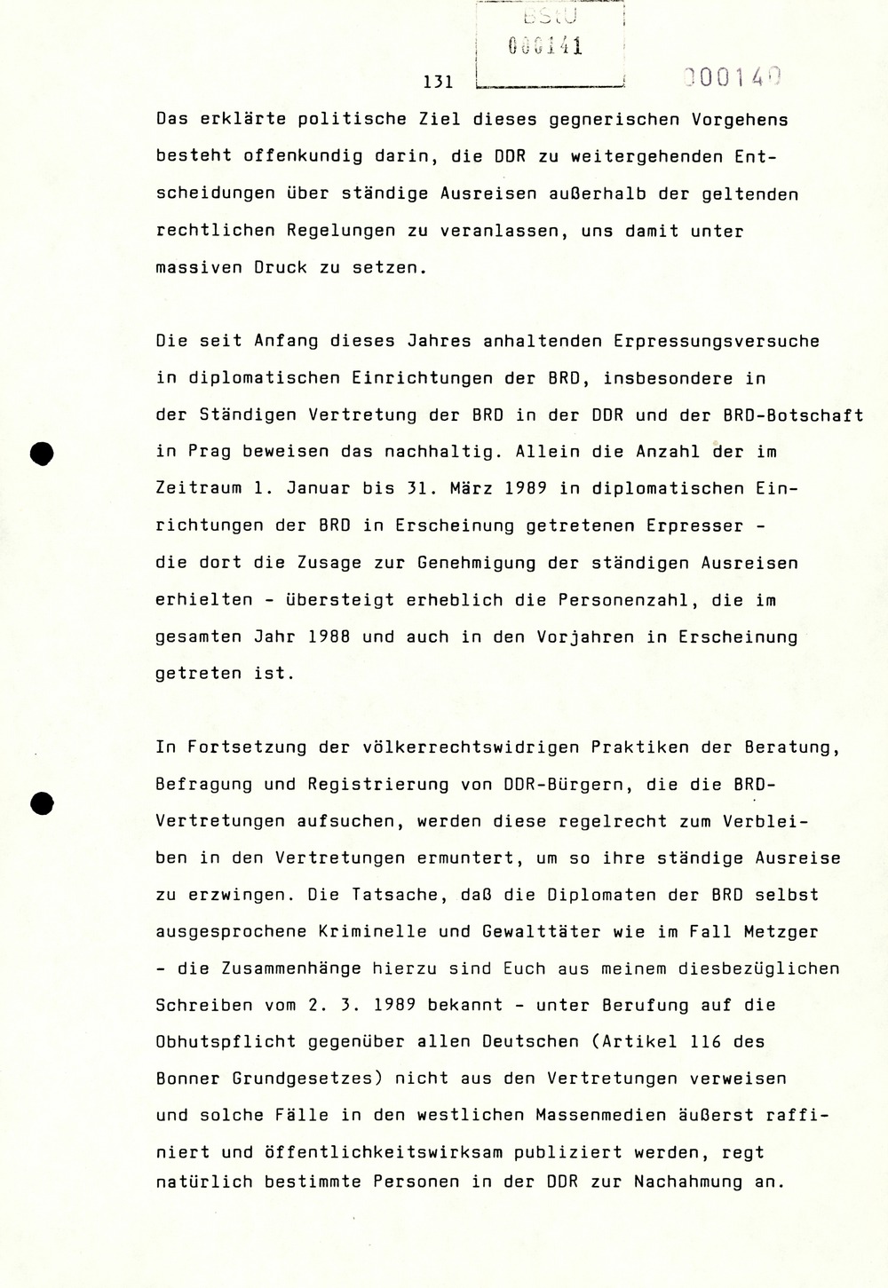 Referat Erich Mielkes auf einer Dienstbesprechung kurz vor den Kommunalwahlen 1989