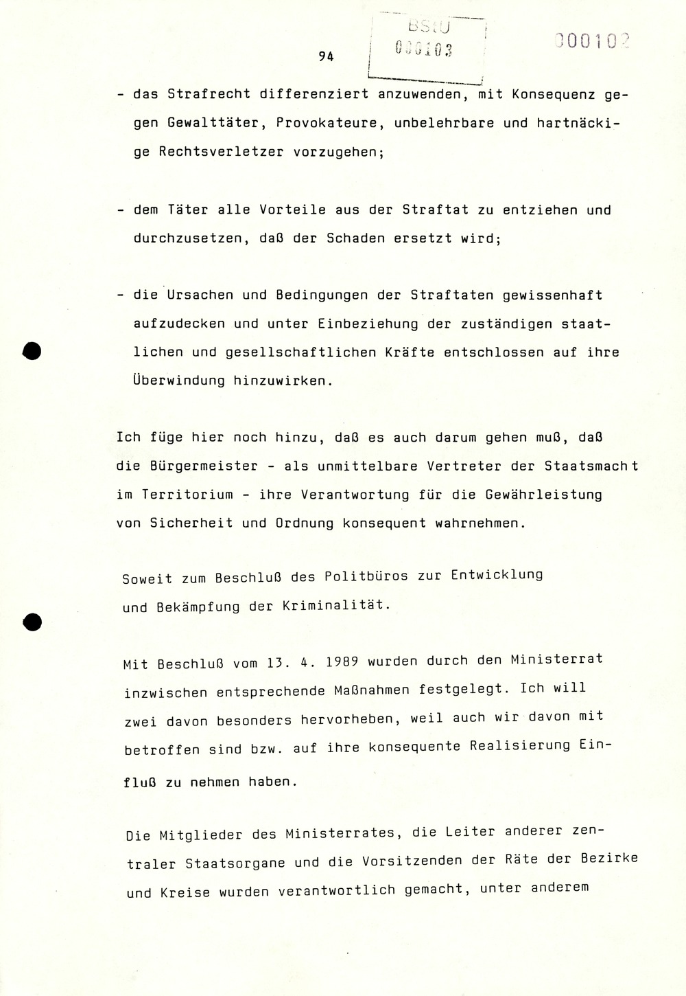 Referat Erich Mielkes auf einer Dienstbesprechung kurz vor den Kommunalwahlen 1989