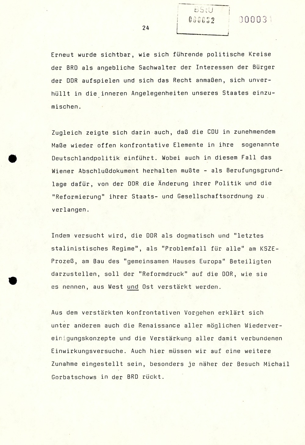 Referat Erich Mielkes auf einer Dienstbesprechung kurz vor den Kommunalwahlen 1989