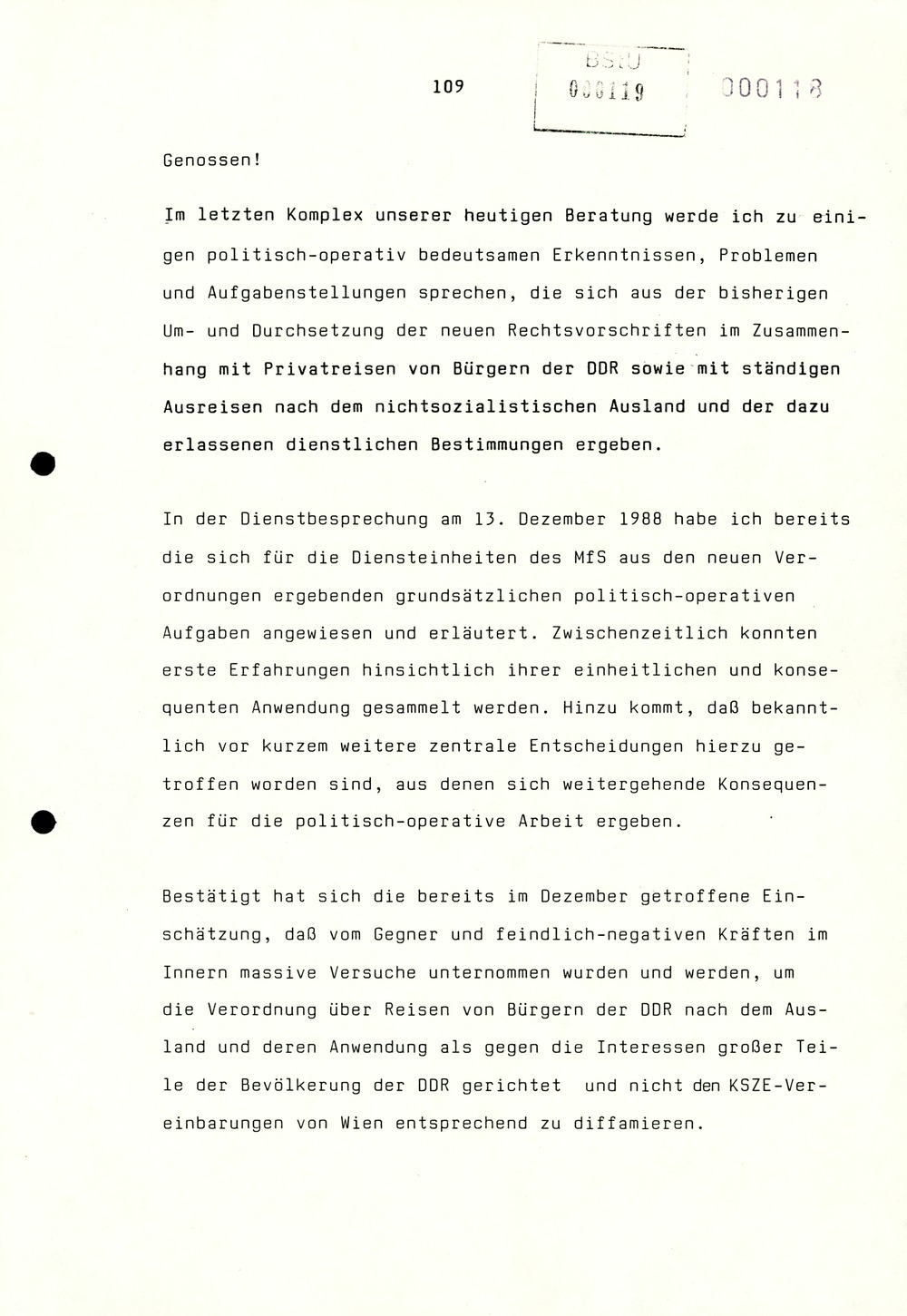 Referat Erich Mielkes auf einer Dienstbesprechung kurz vor den Kommunalwahlen 1989