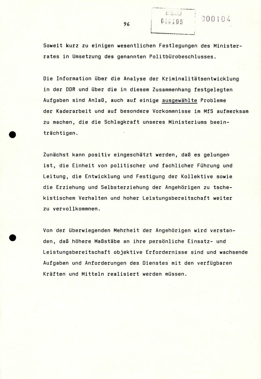 Referat Erich Mielkes auf einer Dienstbesprechung kurz vor den Kommunalwahlen 1989