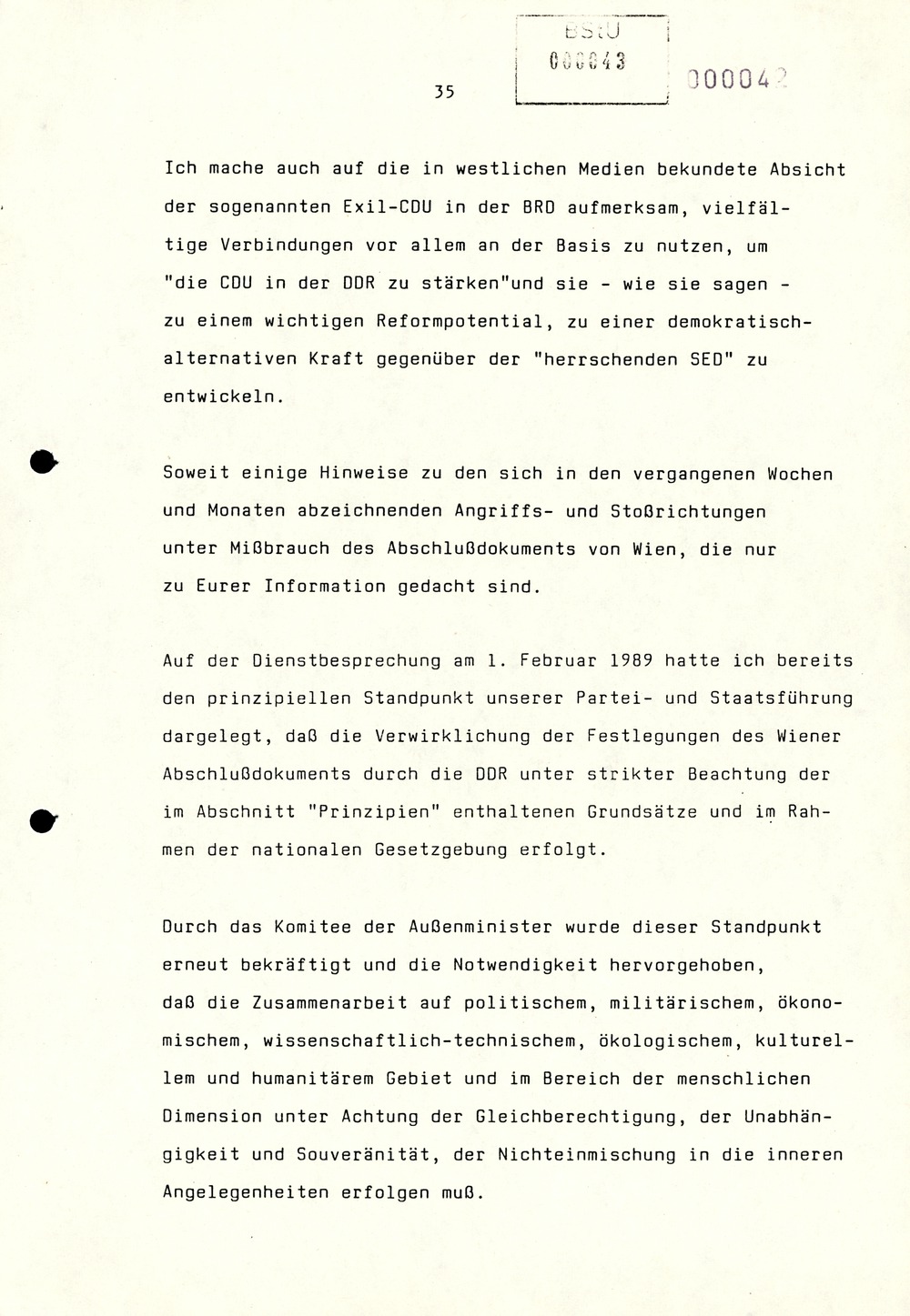 Referat Erich Mielkes auf einer Dienstbesprechung kurz vor den Kommunalwahlen 1989