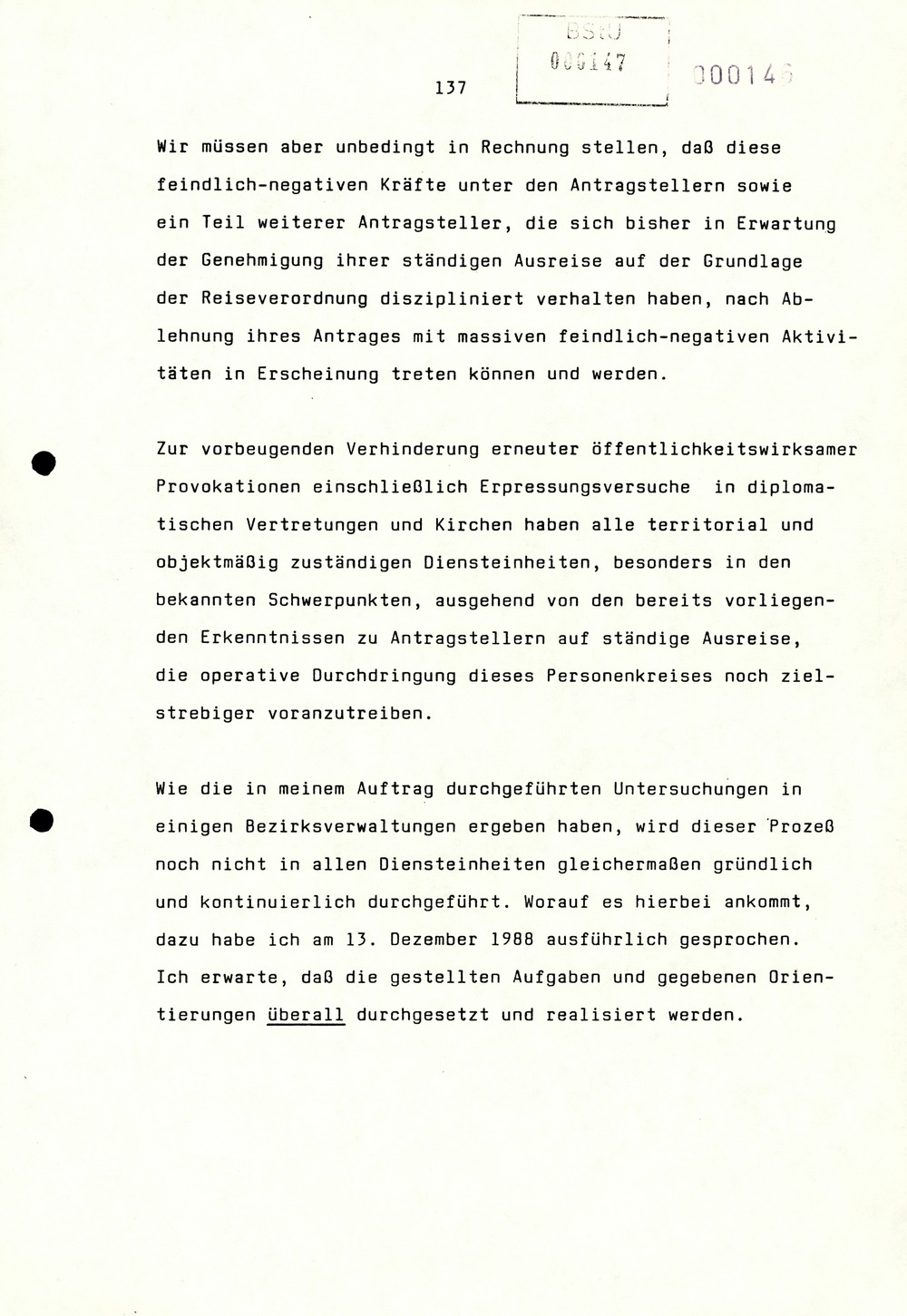 Referat Erich Mielkes auf einer Dienstbesprechung kurz vor den Kommunalwahlen 1989