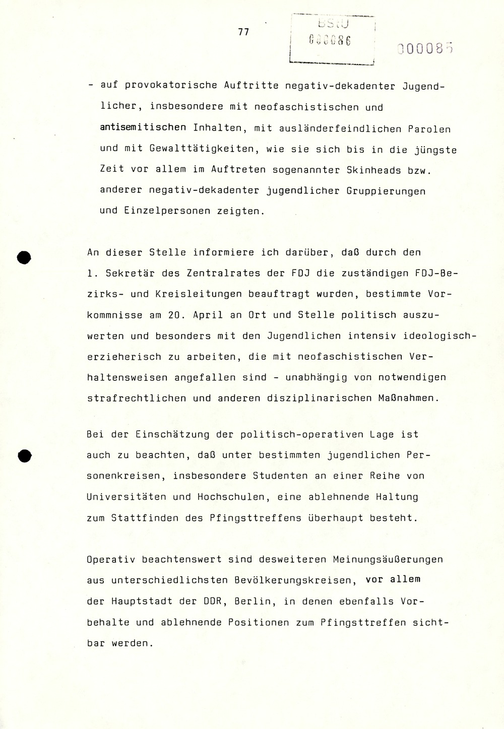 Referat Erich Mielkes auf einer Dienstbesprechung kurz vor den Kommunalwahlen 1989