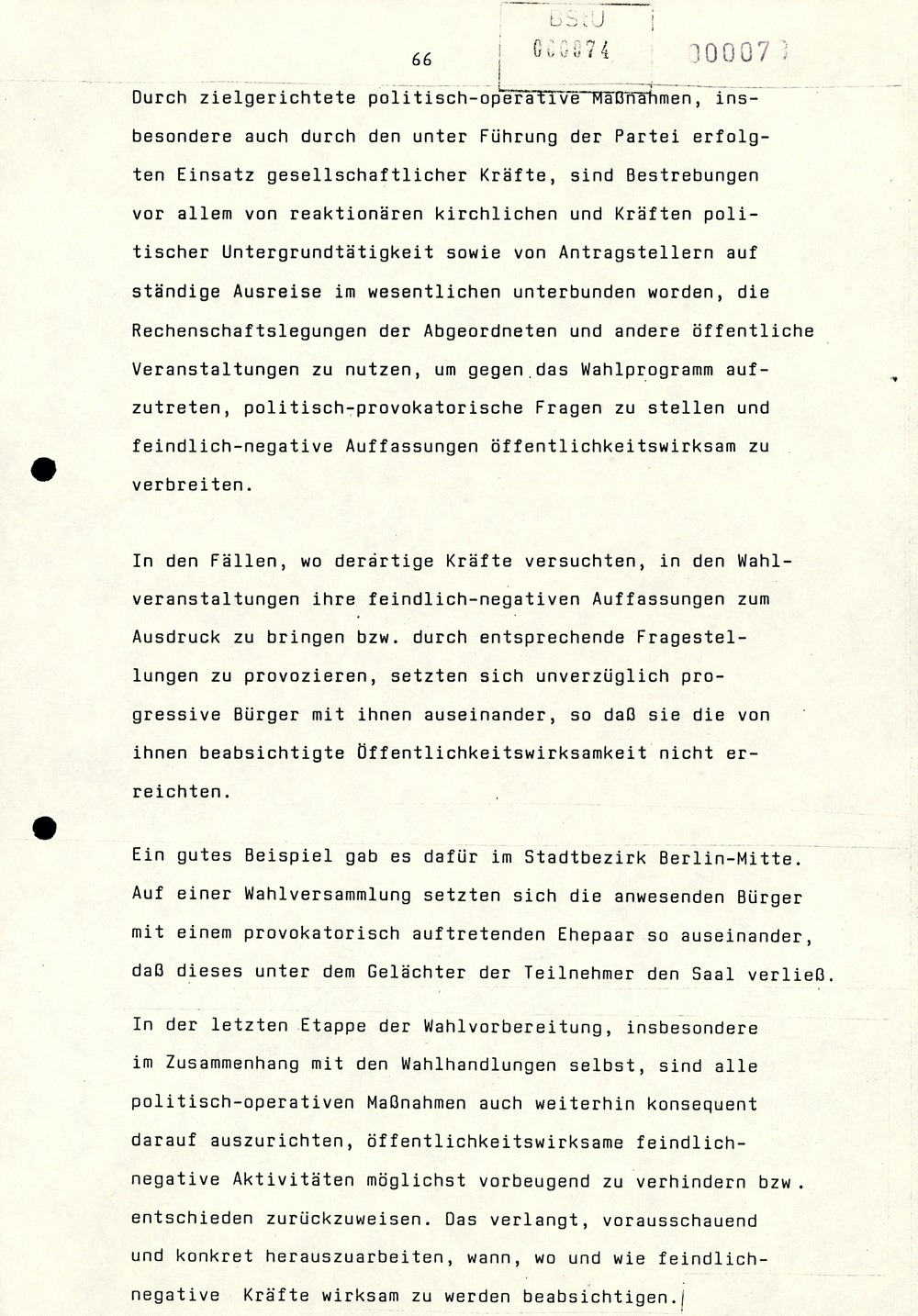Referat Erich Mielkes auf einer Dienstbesprechung kurz vor den Kommunalwahlen 1989