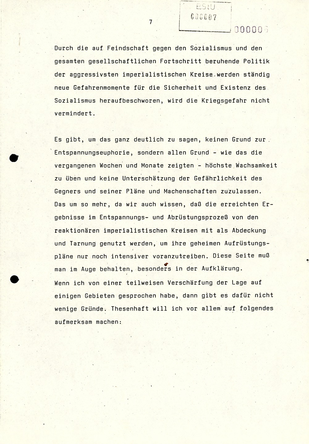 Referat Erich Mielkes auf einer Dienstbesprechung kurz vor den Kommunalwahlen 1989