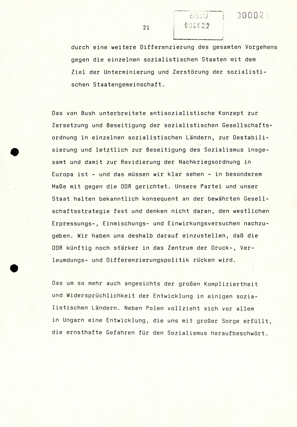 Referat Erich Mielkes auf einer Dienstbesprechung kurz vor den Kommunalwahlen 1989