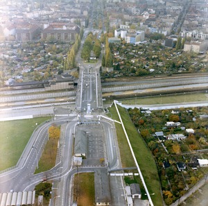 Luftbilder der Grenzübergangsstelle Bornholmer Straße in Berlin