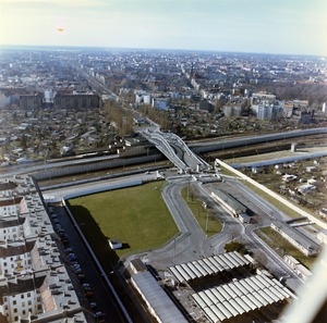 Luftbilder der Grenzübergangsstelle Bornholmer Straße in Berlin