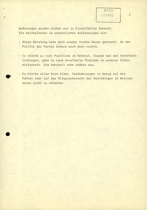 Reaktionen der DDR-Bevölkerung auf Honeckers Rede am 6. Februar 1987