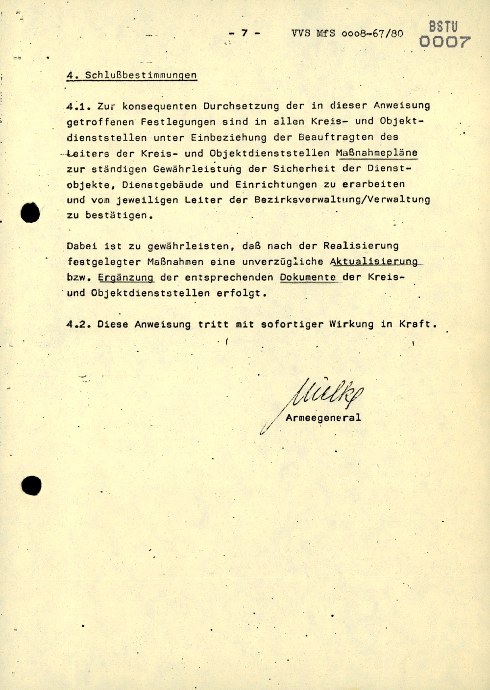 Anweisung 10/80 zur "Gewährleistung der Sicherheit der Dienstgebäude des MfS"