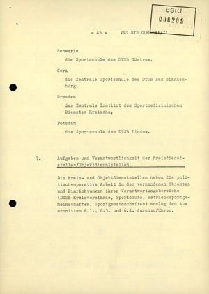 Dienstanweisung 4/71 über die politisch-operative Arbeit im Bereich Körperkultur und Sport