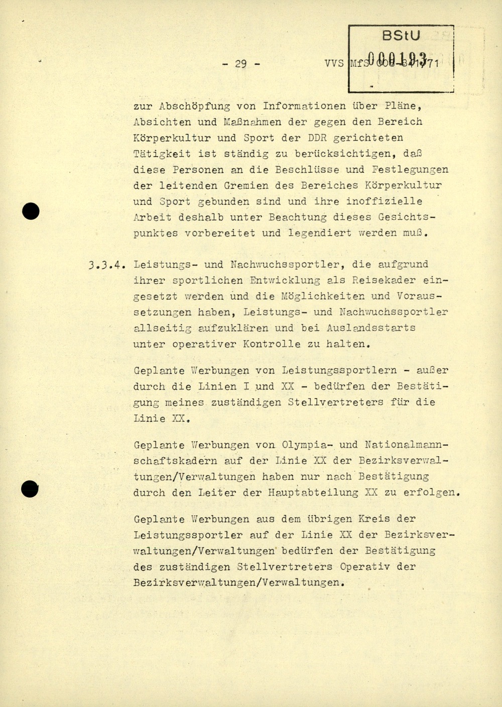 Dienstanweisung 4/71 über die politisch-operative Arbeit im Bereich Körperkultur und Sport