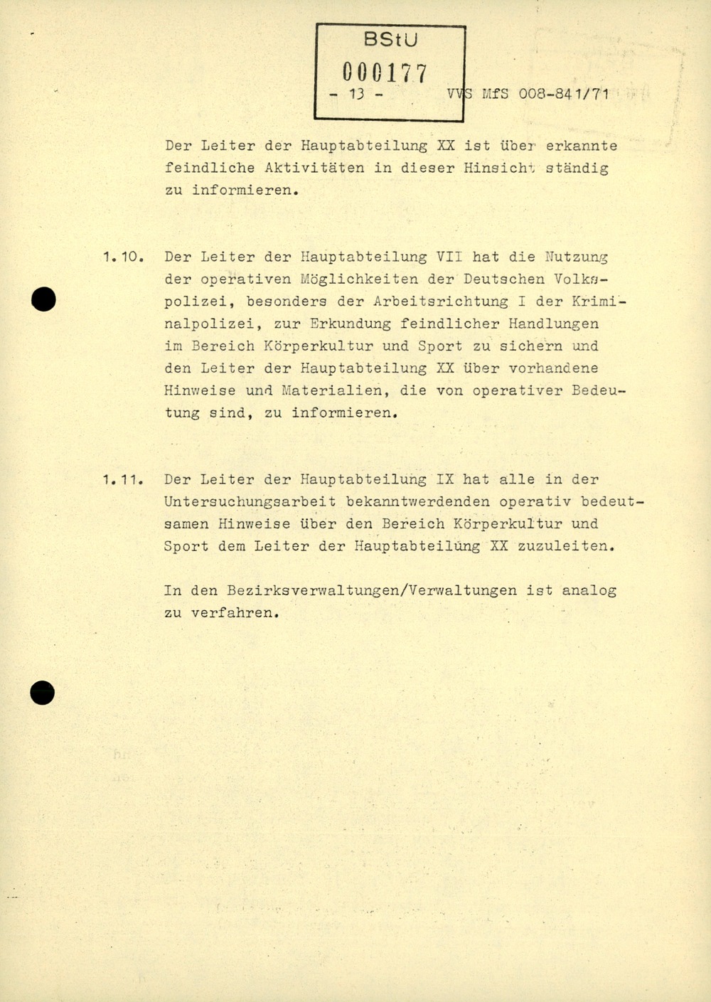 Dienstanweisung 4/71 über die politisch-operative Arbeit im Bereich Körperkultur und Sport