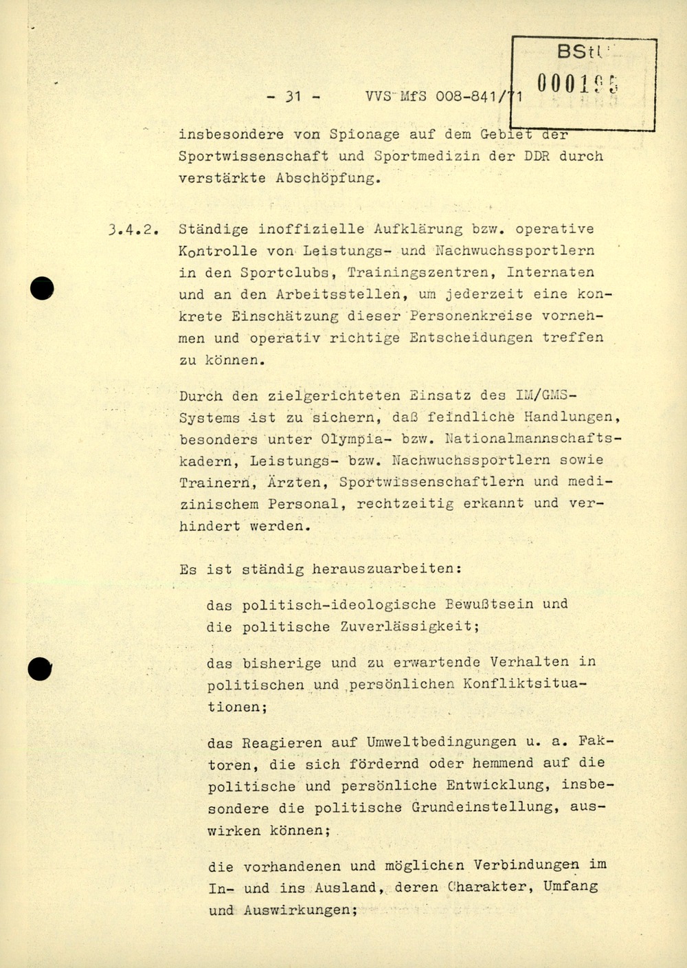 Dienstanweisung 4/71 über die politisch-operative Arbeit im Bereich Körperkultur und Sport