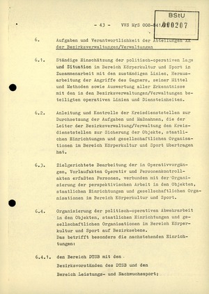 Dienstanweisung 4/71 über die politisch-operative Arbeit im Bereich Körperkultur und Sport