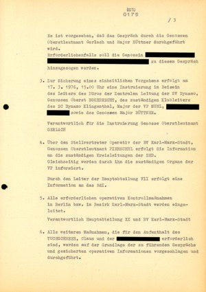 Konzeption von Maßnahmen für die Rückkehr von Klaus Tuchscherer in die DDR