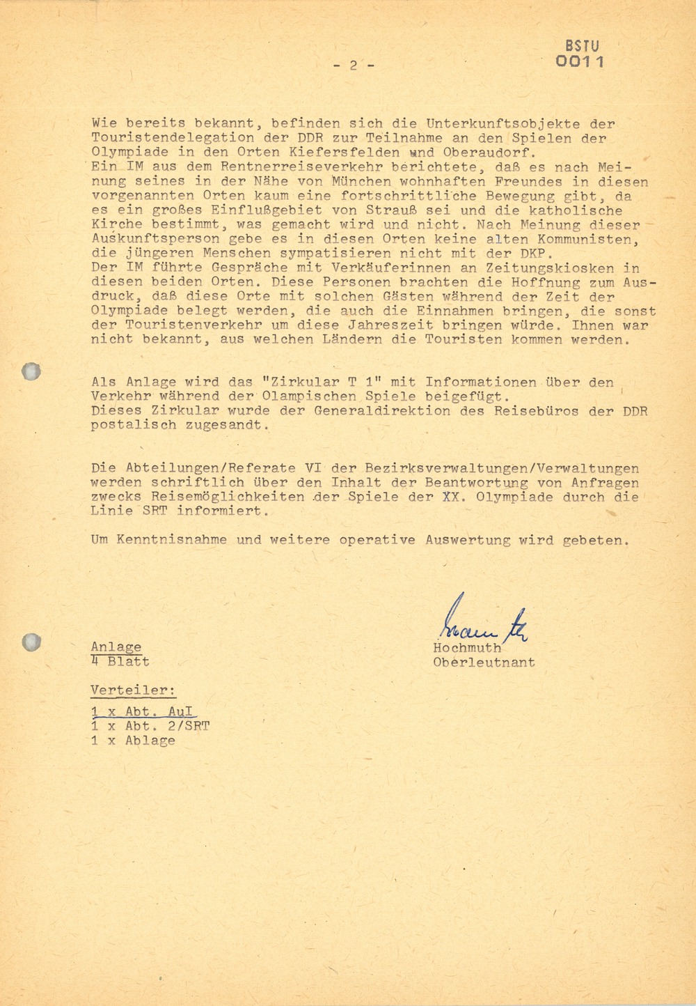 Information Anfragen - Spiele der XX. Olympiade 1972 in München