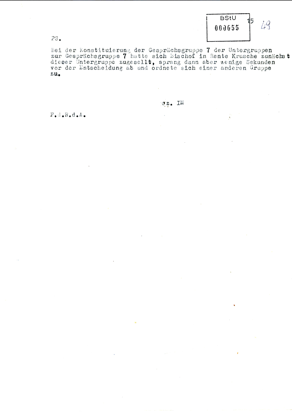 Bericht des IMB "Reiner Martens" zum Kirchentagskongress in Wittenberg 1983