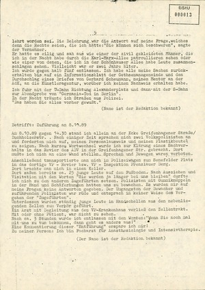 Gedächtnisprotokolle - Tage und Nächte nach dem 7. Oktober 1989 in Ost-Berlin