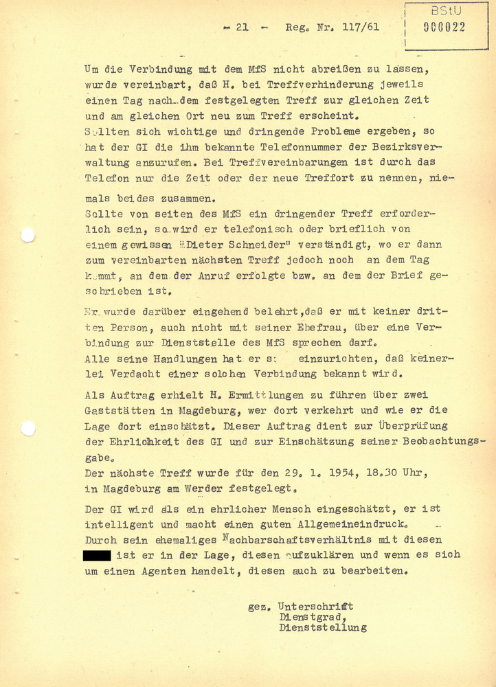 Schlussbericht über die Werbung Horst Hesses als Geheimer Informator „Jürgen“