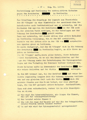 Perspektivplan für den Geheimen Mitarbeiter „Jürgen“