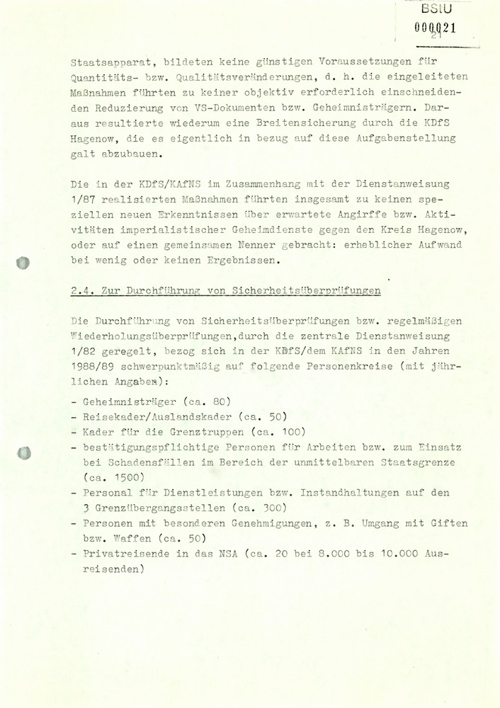 Diplomarbeit: "Sicherheitspolitik der ehemaligen SED-Parteiführung in den Jahren 1988/89 in der Arbeit der Kreisdienststelle Hagenow"