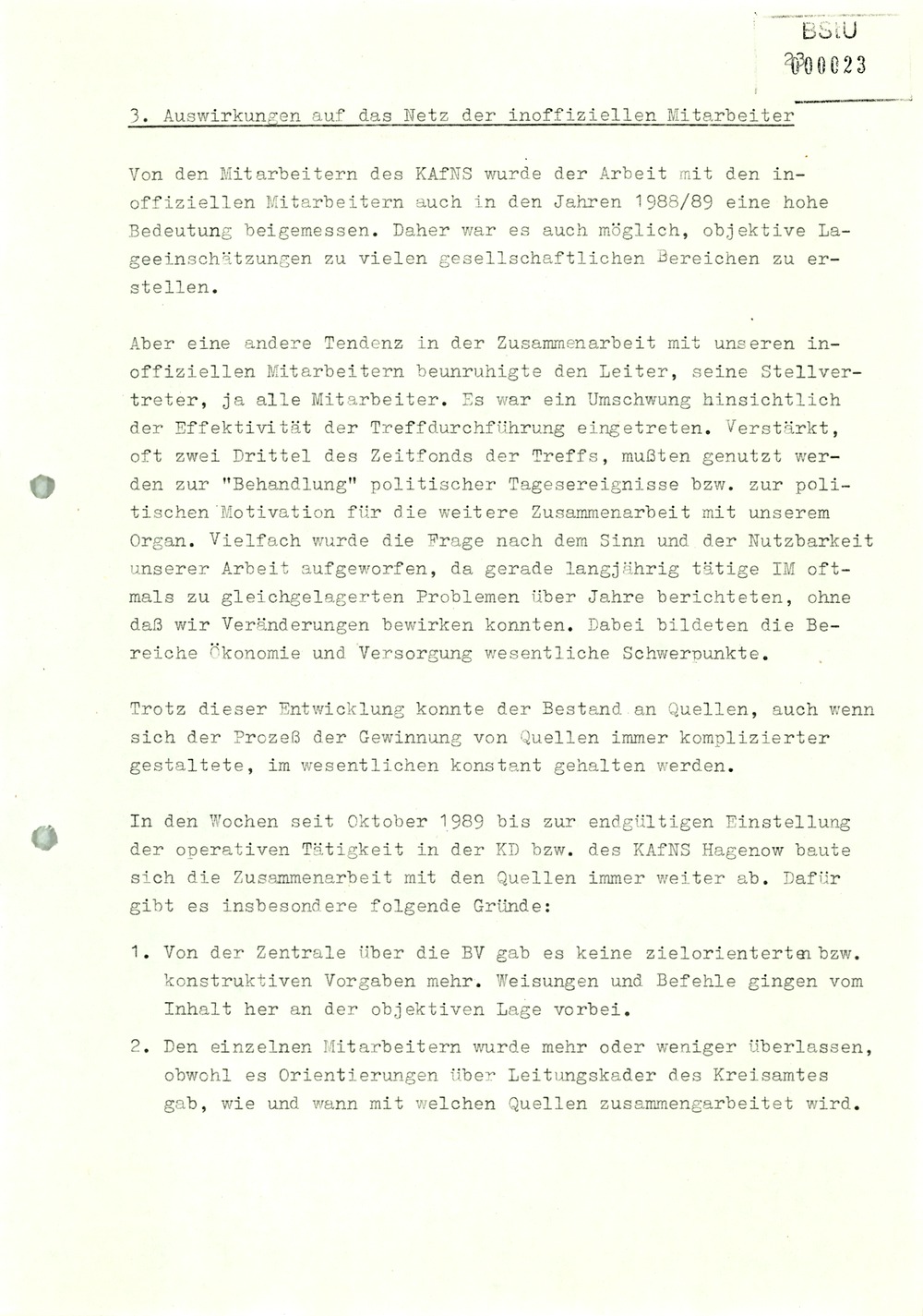 Diplomarbeit: "Sicherheitspolitik der ehemaligen SED-Parteiführung in den Jahren 1988/89 in der Arbeit der Kreisdienststelle Hagenow"