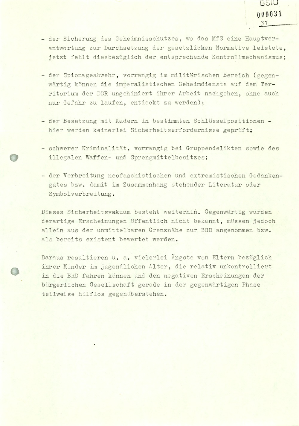Diplomarbeit: "Sicherheitspolitik der ehemaligen SED-Parteiführung in den Jahren 1988/89 in der Arbeit der Kreisdienststelle Hagenow"