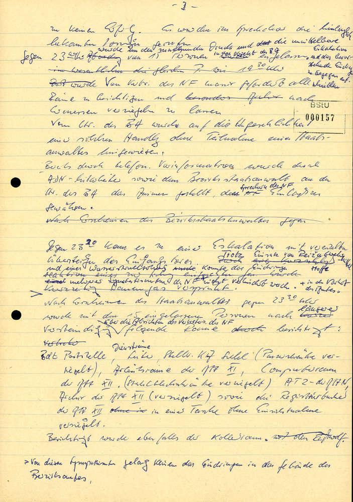 Entwurf eines Fernschreibens des Leiters des AfNS-Bezirksamtes Suhl Generalmajor Gerhard Lange