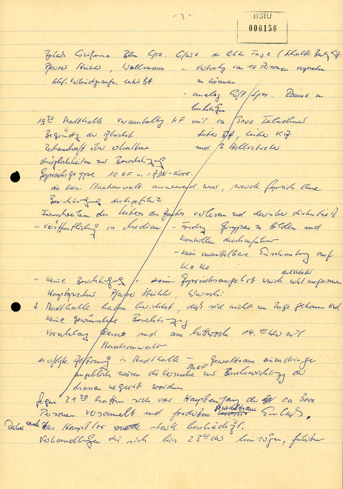 Entwurf eines Fernschreibens des Leiters des AfNS-Bezirksamtes Suhl Generalmajor Gerhard Lange