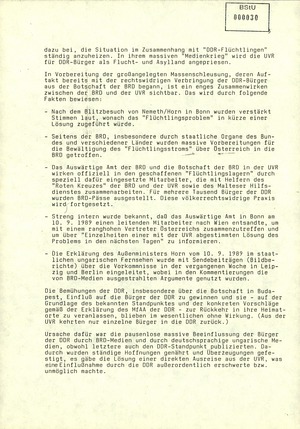 Information über die Massenaktion zur Ausschleusung von Bürgern der DDR aus der UVR