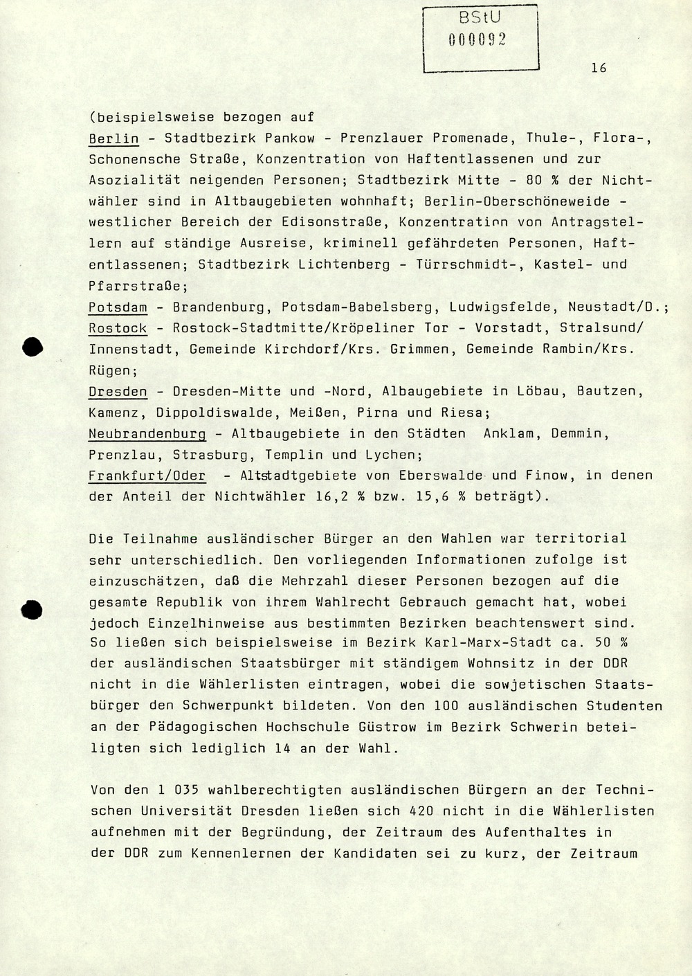 Zu Protestaktivitäten im Zusammenhang mit den Kommunalwahlen 1989