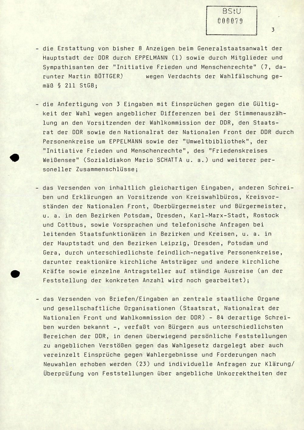 Zu Protestaktivitäten im Zusammenhang mit den Kommunalwahlen 1989