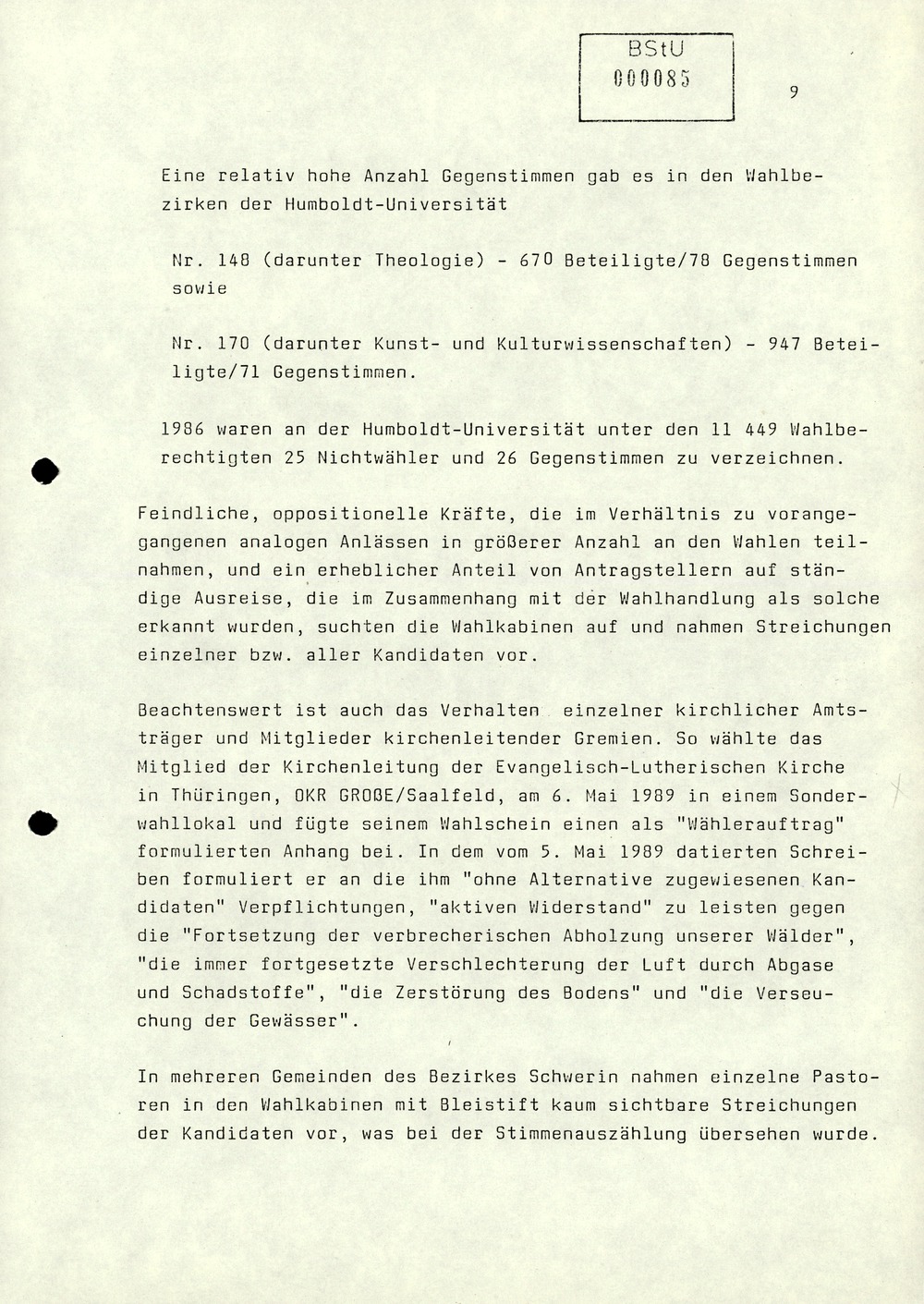 Zu Protestaktivitäten im Zusammenhang mit den Kommunalwahlen 1989