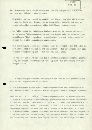 Hinweis zum Missbrauch des Territoriums der Ungarischen Volksrepublik zum Verlassen der DDR