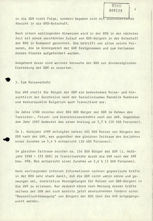 Hinweis zum Missbrauch des Territoriums der Ungarischen Volksrepublik zum Verlassen der DDR