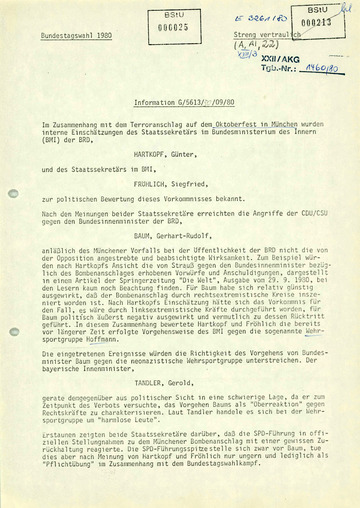 Einschätzungen zu Auswirkungen des Oktoberfestattentats auf die Bundestagswahl 1980