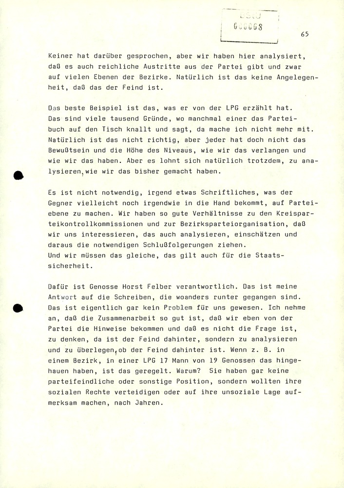 Dienstbesprechung zwischen Mielke und den Chefs der Bezirksverwaltungen