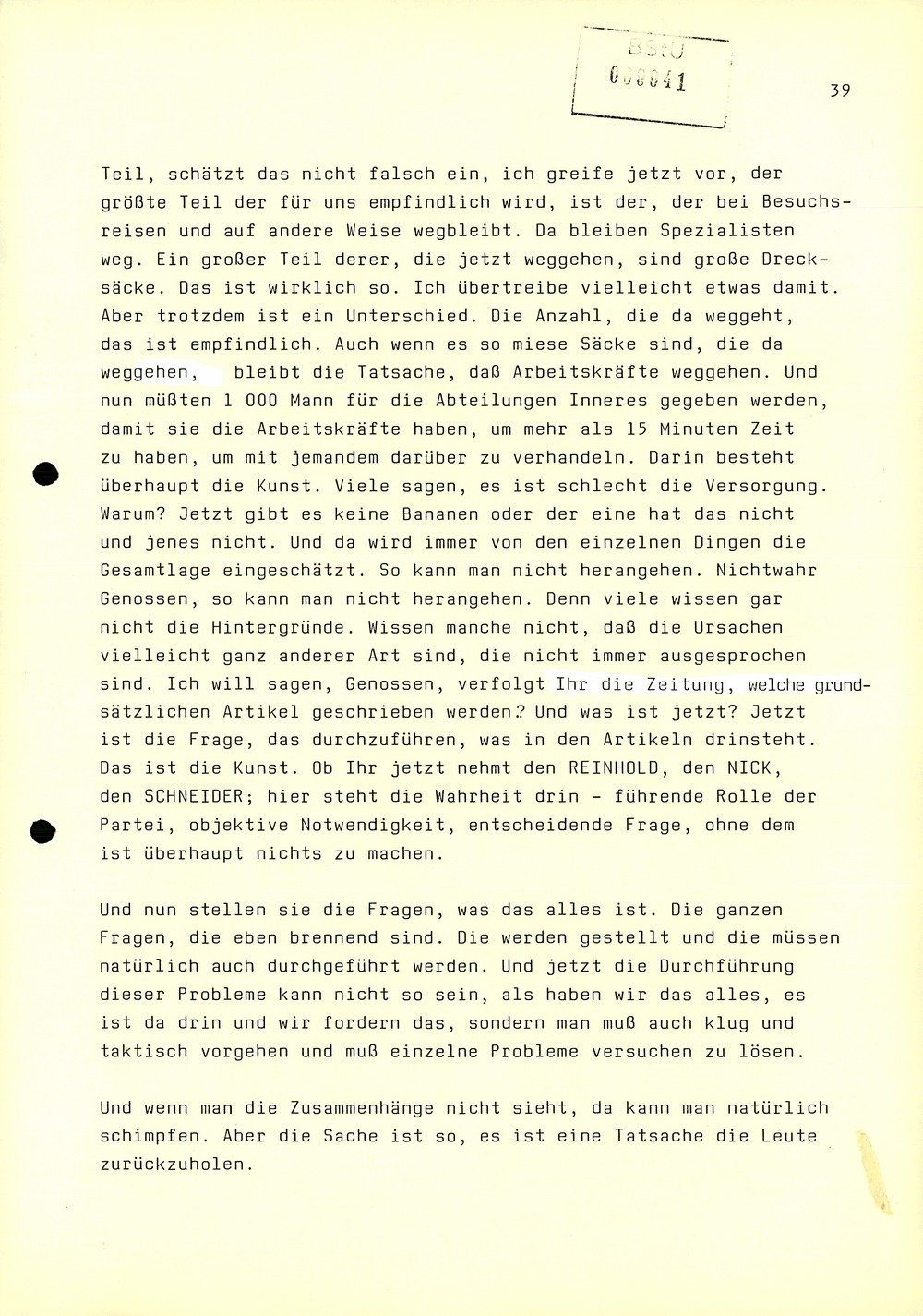Dienstbesprechung zwischen Mielke und den Chefs der Bezirksverwaltungen