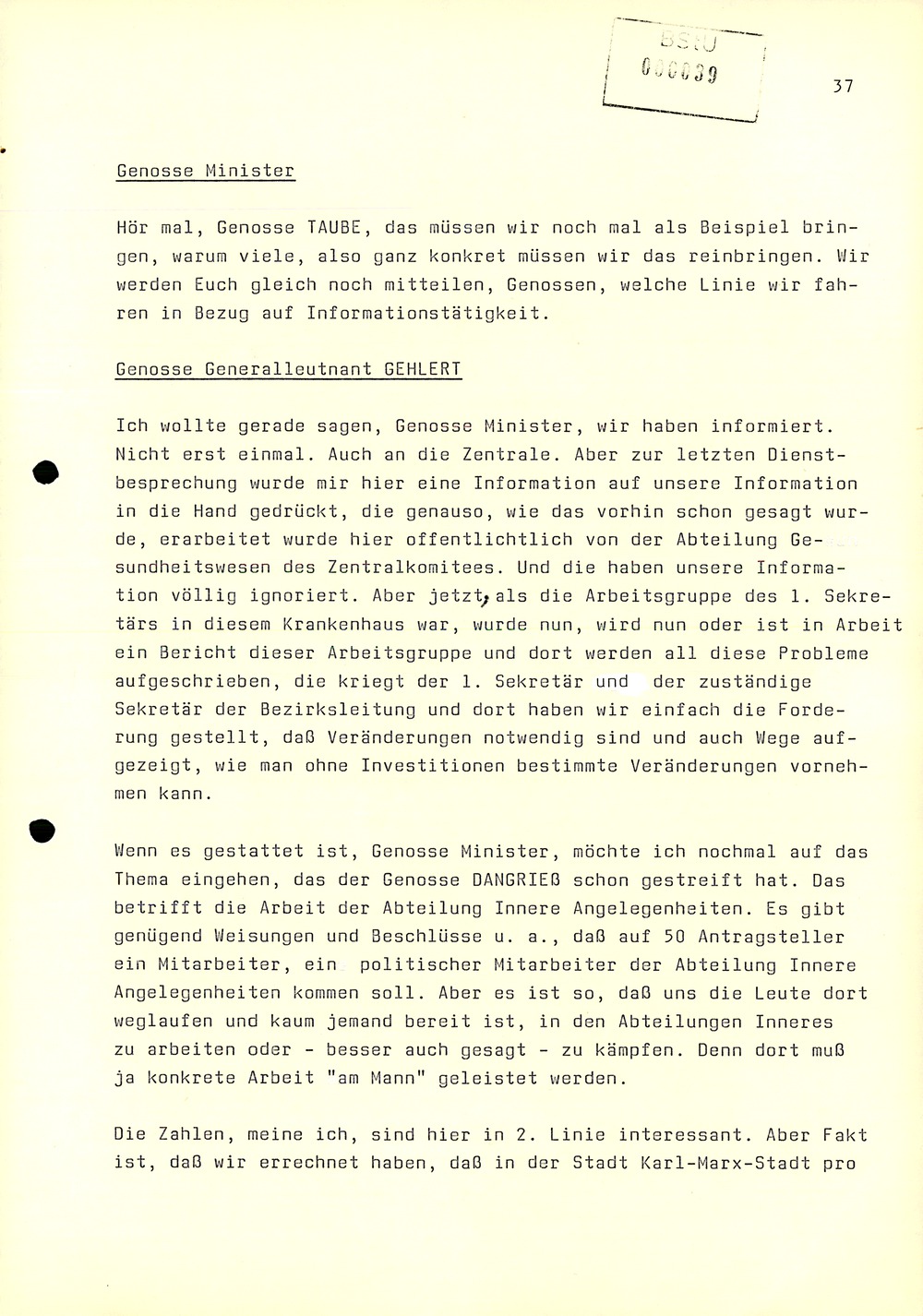 Dienstbesprechung zwischen Mielke und den Chefs der Bezirksverwaltungen